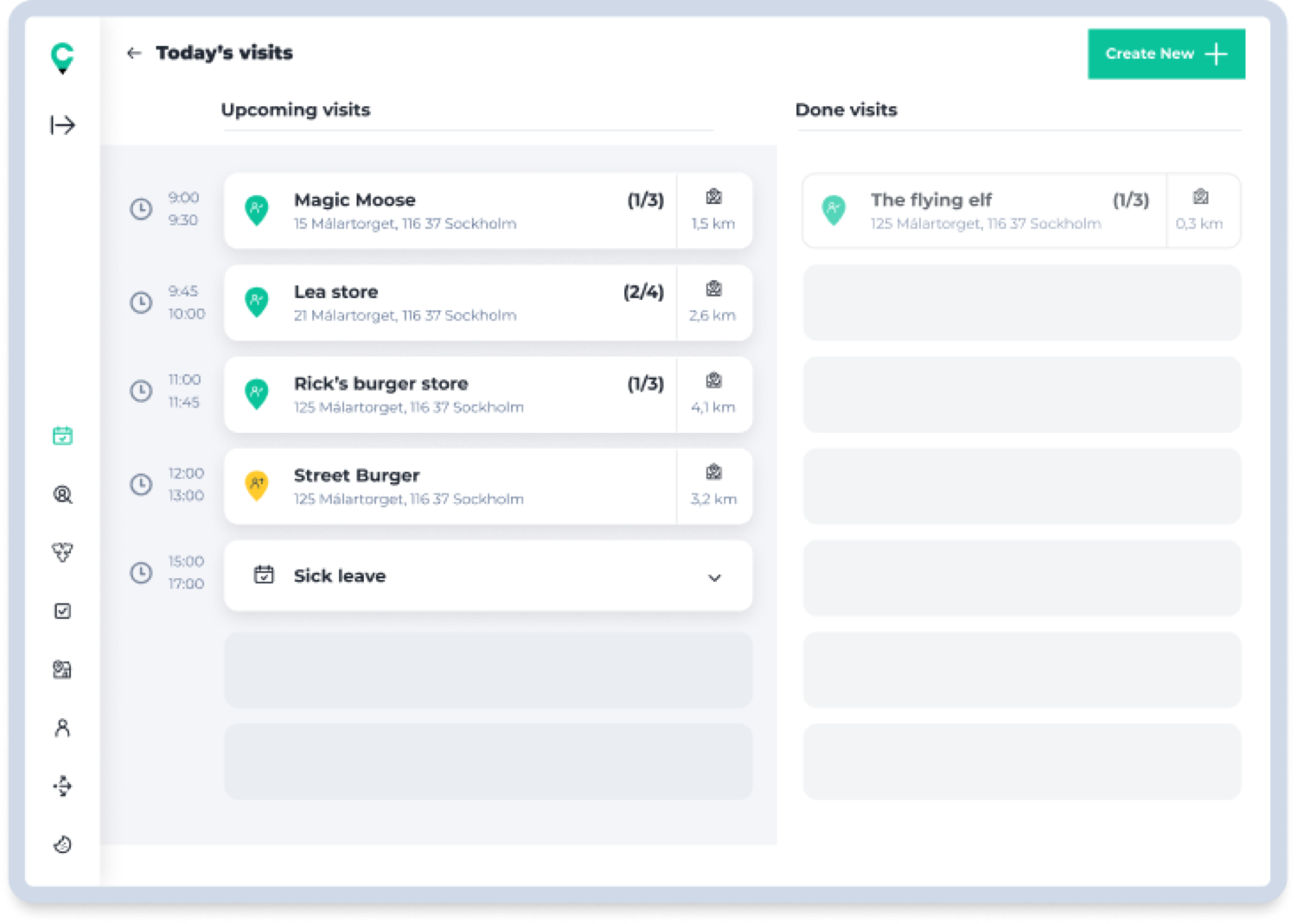 First simplified daily agenda view